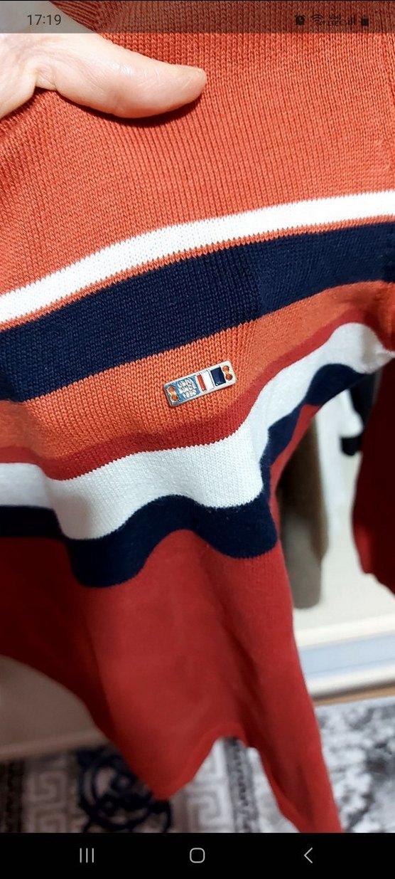 Kırmızı Çizgili Kadın Pamuklu Triko Kazak - Görsel 2