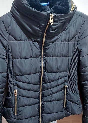 zara Siyah Fermuarlı Kadın Kışlık Mont - Görsel 5