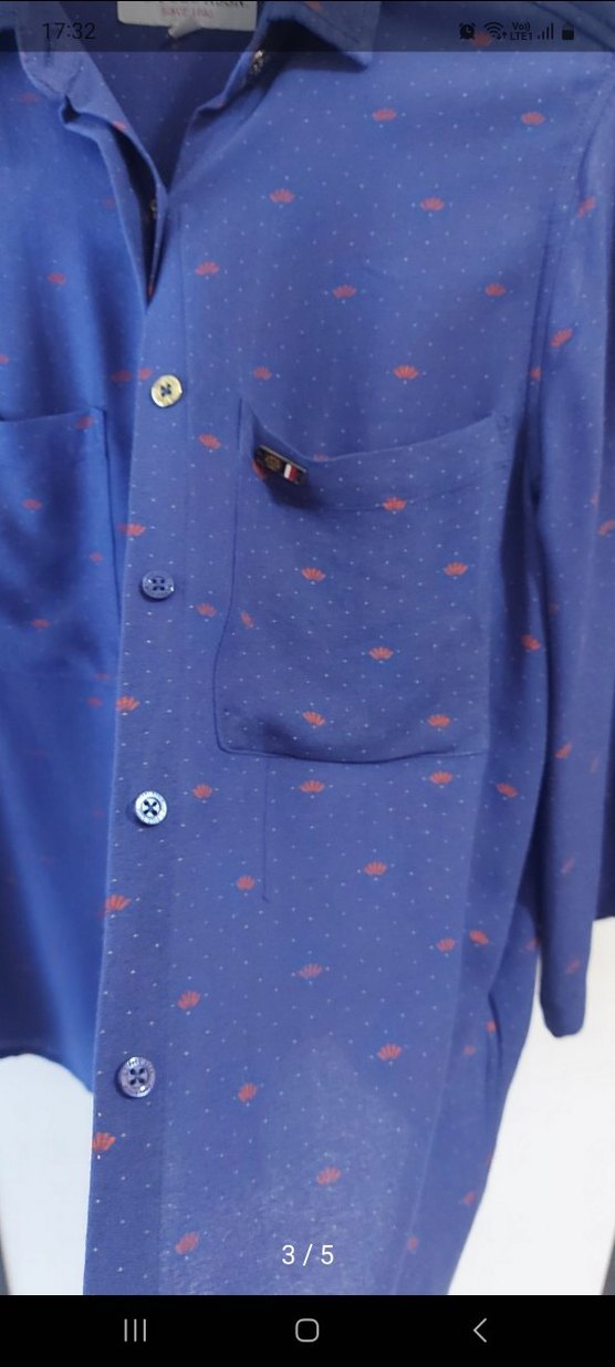 Düğmeli Mavi Kadın Uzun Kollu Gömlek - Görsel 3