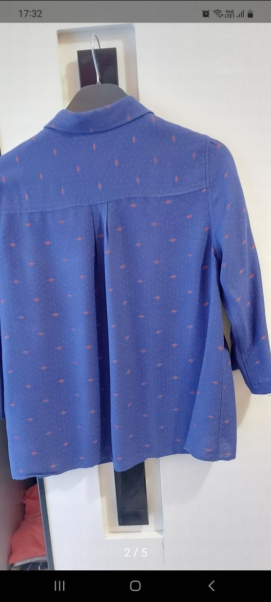 Düğmeli Mavi Kadın Uzun Kollu Gömlek - Görsel 2