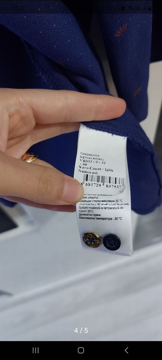 Düğmeli Mavi Kadın Uzun Kollu Gömlek - Görsel 4