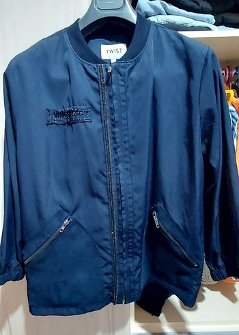 Twist Mavi Fermuarlı Kadın Ceket - Görsel 2