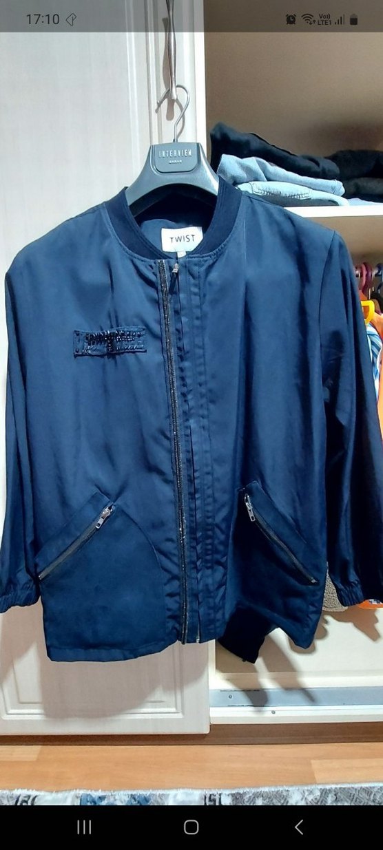 Twist Mavi Fermuarlı Kadın Ceket - Görsel 2