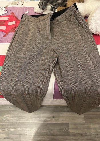 xs Beden Kadın Kahverengi Pilili Kumaş Pantolon