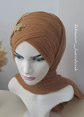  Beden camel Renk Hazır Duvak