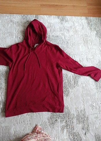 m Beden Bordo Kapüşonlu Rahat Kesim Sweatshirt