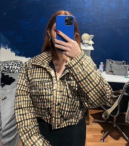 Zara crop ekoseli bomber ceket