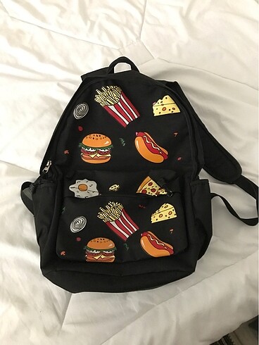 fast food siyah sırt çantası