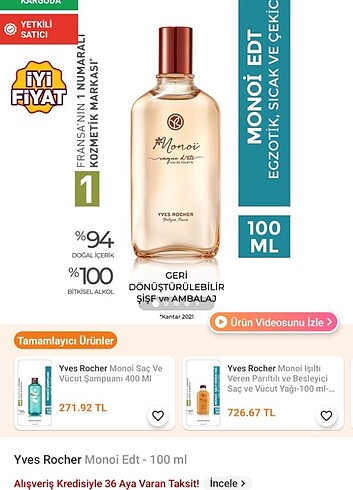 Yves Rocher monoi parfüm 