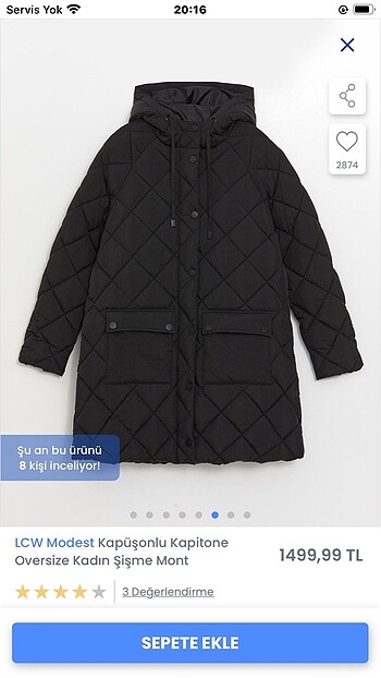 LC Waikiki Lcw modest kadın kapitone mont
