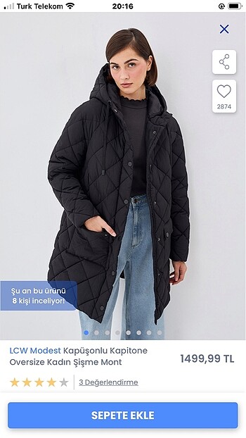 Lcw modest kadın kapitone mont