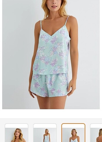 m Beden Koton Çiçekli Pijama Takımı