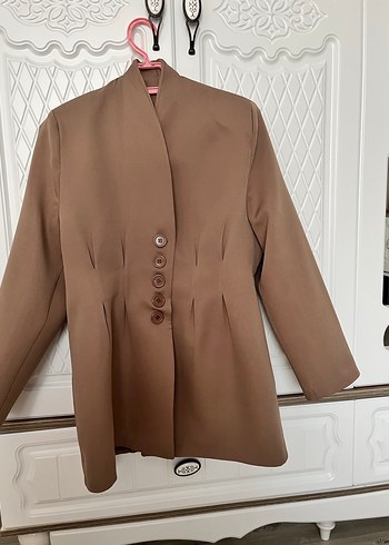 Düğmeli Bej Kadın Blazer Ceket - Görsel 2