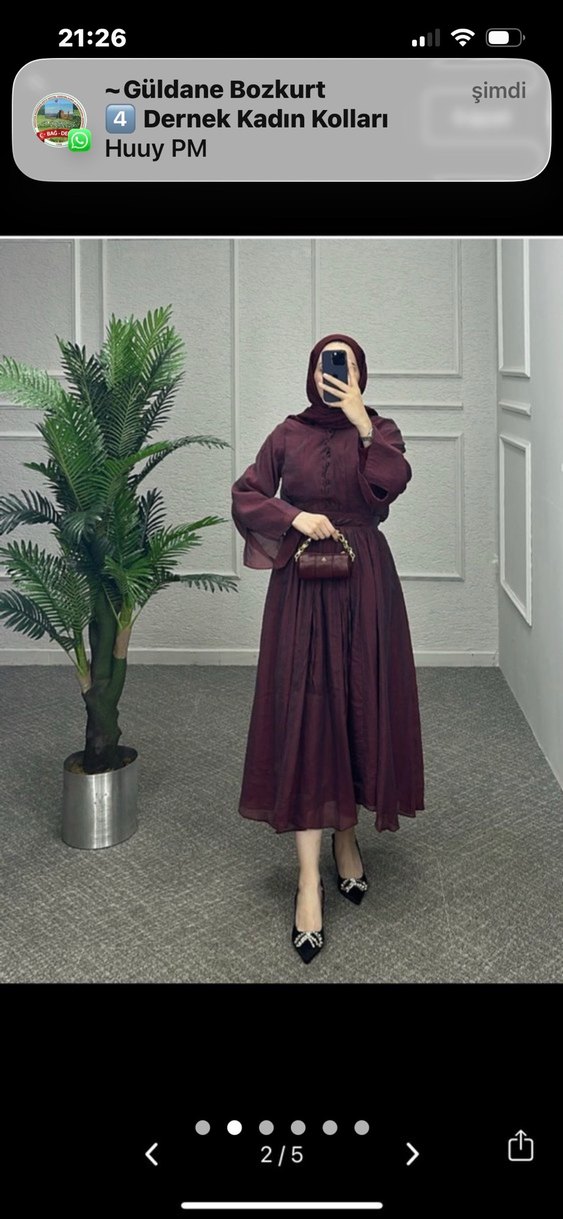 Bordo Uzun Bohem Salaş Elbise - Görsel 2