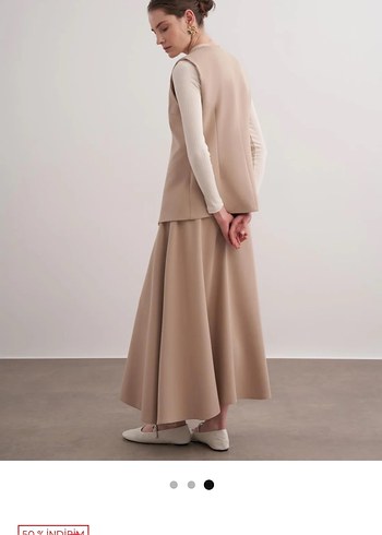 Bej Uzun Kadın Etek - Görsel 2