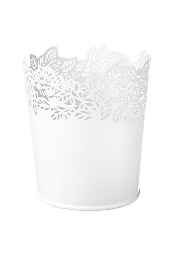 Ikea beyaz yuvarlak çelik saksı