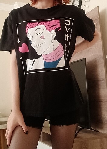m Beden siyah Renk hisoka anime siyah tişört