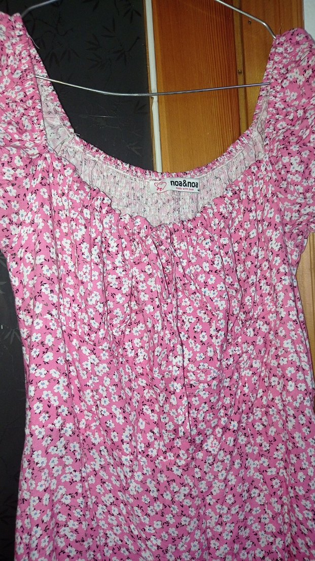 Pembe Bağlama Desenli Uzun Günlük Elbise - Görsel 5