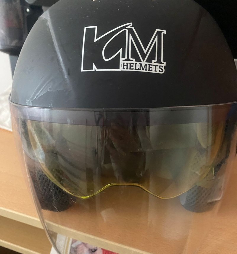 Km Helmets Siyah Rock Punk Stil Motosiklet Kaskı - Görsel 4