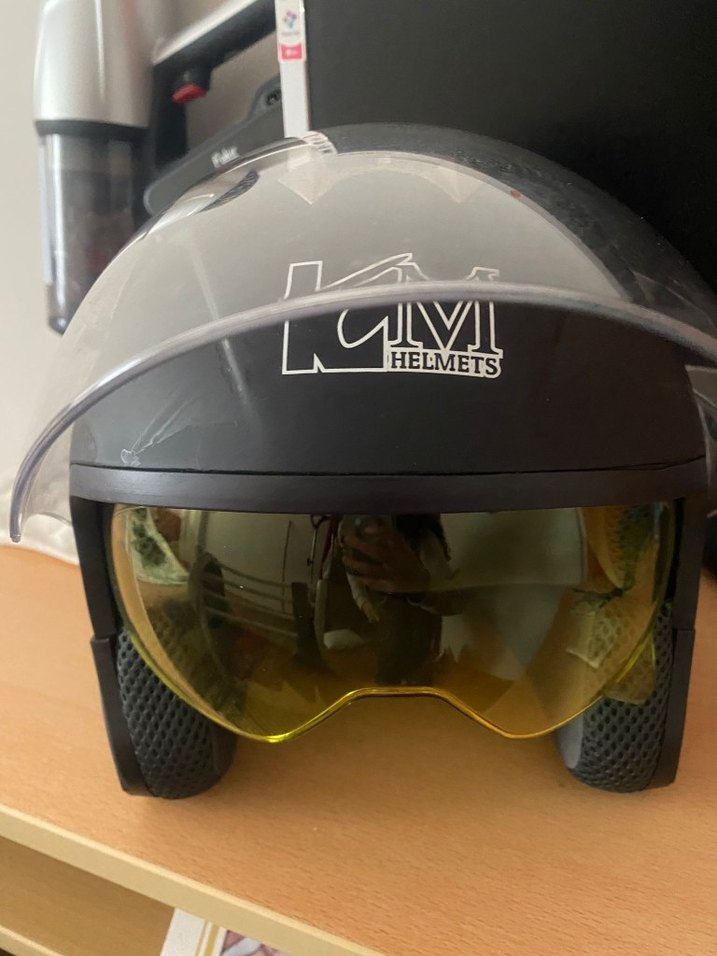 Km Helmets Siyah Rock Punk Stil Motosiklet Kaskı - Görsel 2