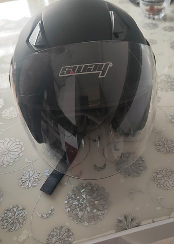 Sway Yarım Siyah Gri Motosiklet Kaskı - Görsel 3