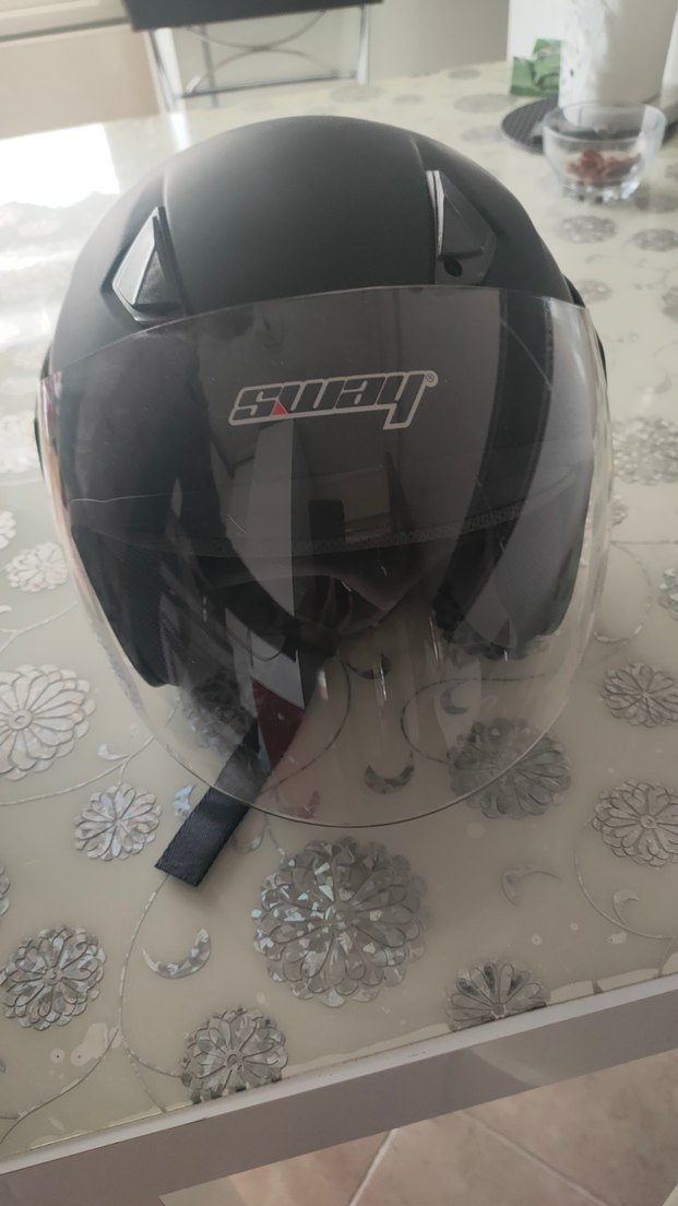 Sway Yarım Siyah Gri Motosiklet Kaskı - Görsel 3