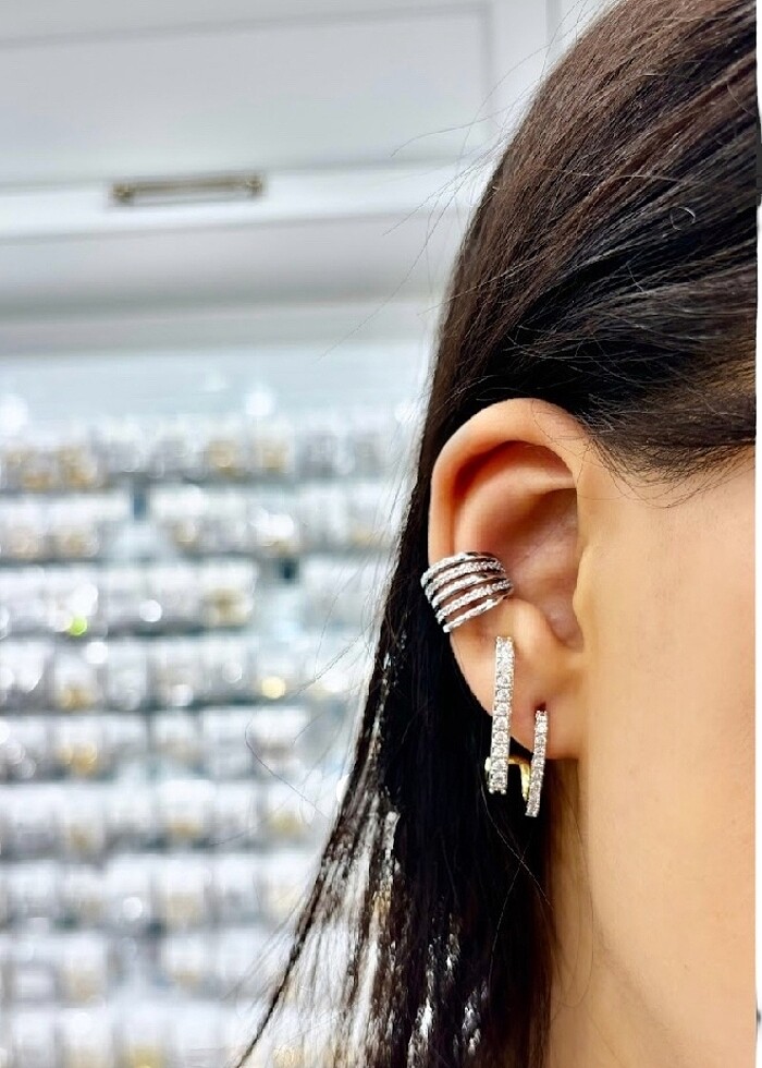 Silver taşlı earcuff - Görsel 2