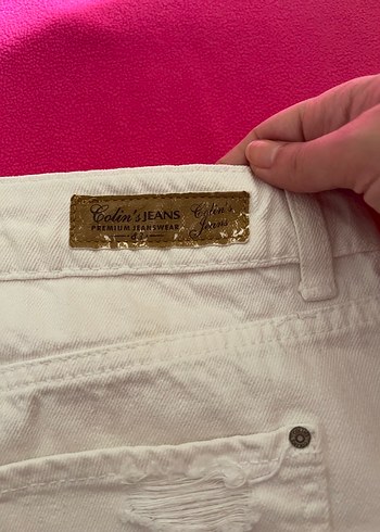 Colin's Düğmeli Beyaz Mini Denim Etek