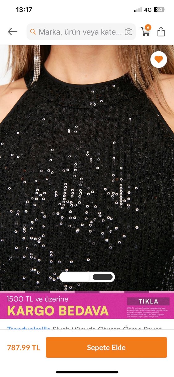 Parlak Siyah Mini Payetli Elbise - Görsel 4