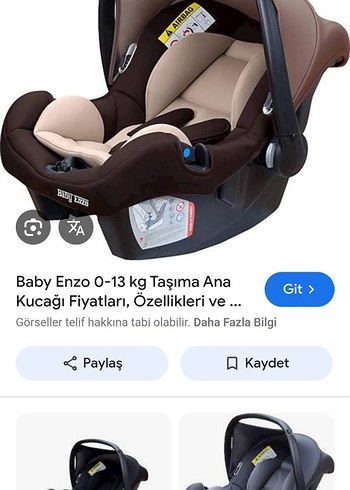 Baby Enzo 0-13 kg Bebek Oto Koltuğu Kahverengi