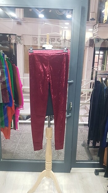 Incı kadife tayt XL parlak bordo
