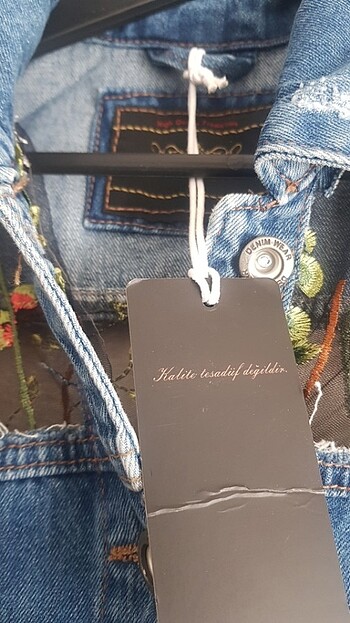 l Beden mavi Renk Kot ceket Dantel parçalı L beden tavşan ceket
