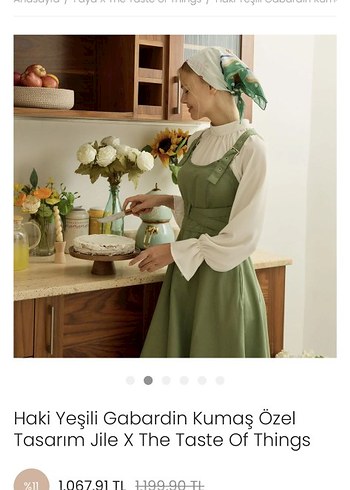 Diğer Haki Yeşil Gabardin Kumaş Uzun Jile