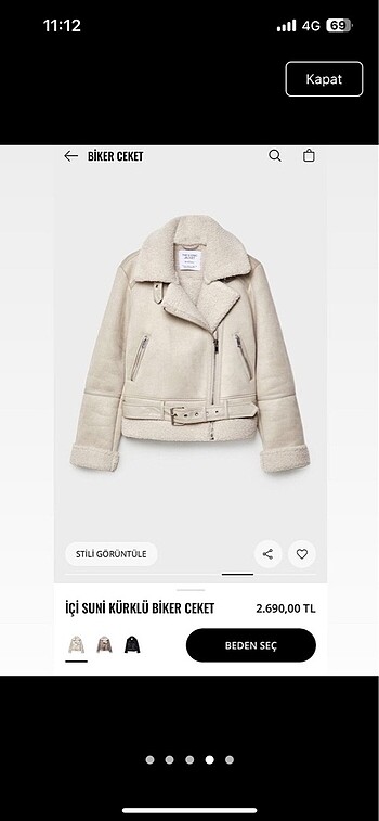 xs Beden ten rengi Renk Stradivarius biker ceket