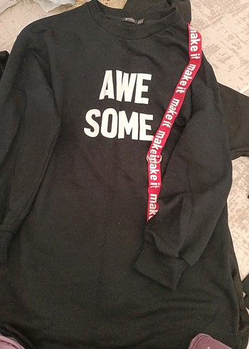 Diğer Kadın Siyah Baskılı Uzun Kollu Sweatshirt