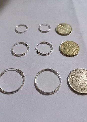 925 Ayar Gümüş Halka Küpeler - Görsel 2