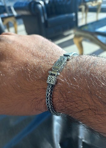 925 Ayar Gümüş Erkek Bileklik - Görsel 6