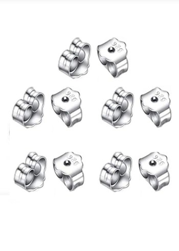 5 Çift (10 Adet) 925 Ayar Pimli Gümüş Küpe Arkası Vidası Klipsli - Görsel 2