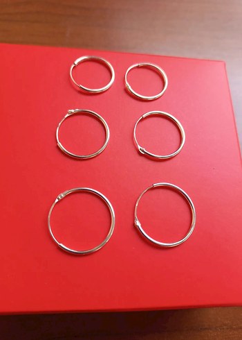 925 Ayar Gümüş Halka Küpe 3 Çift - Görsel 2