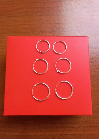 925 Ayar Gümüş Halka Küpe 3 Çift - Görsel 3