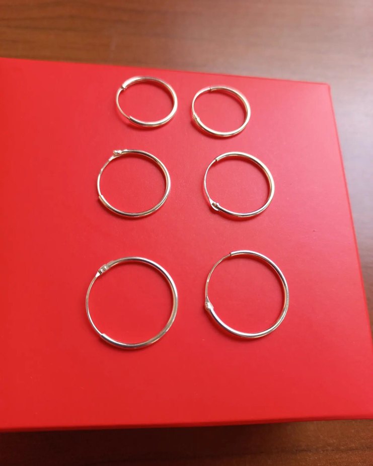 925 Ayar Gümüş Halka Küpe 3 Çift - Görsel 2