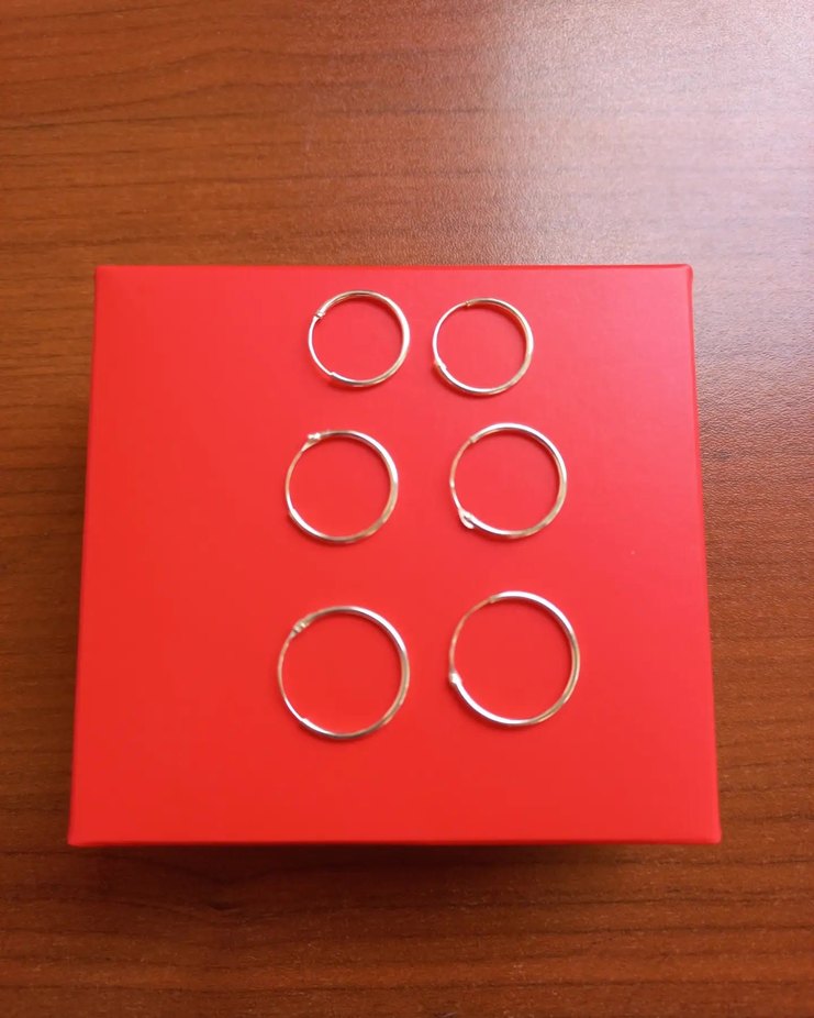 925 Ayar Gümüş Halka Küpe 3 Çift - Görsel 3