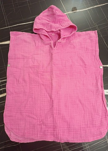 Kız Çocuk Pembe Kolsuz Keten Panço - Görsel 4
