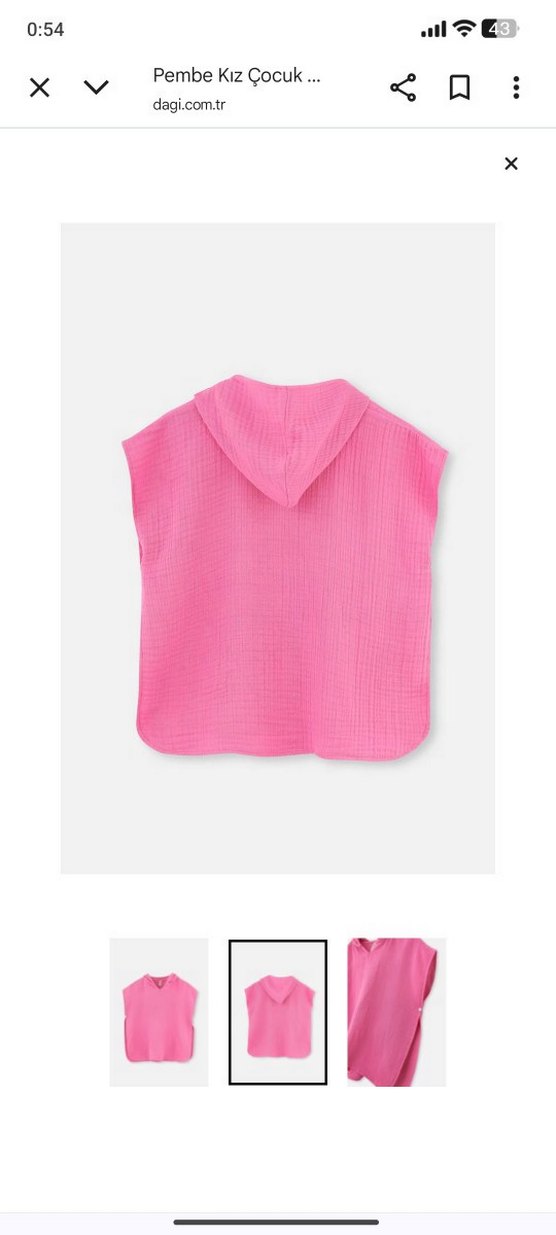 Kız Çocuk Pembe Kolsuz Keten Panço - Görsel 2