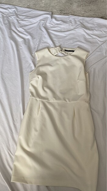 Zara Krem rengi mini elbise