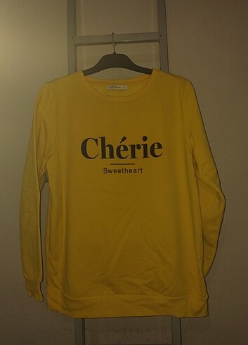 Chéri Sweatheart basklılı Sarı Sweatshirt 