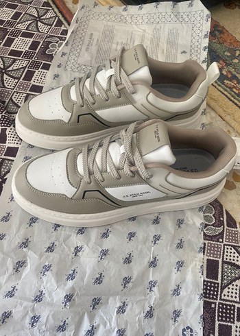 44 Beden beyaz Renk polo erkek Beyaz Gri Bağcıklı Sneaker