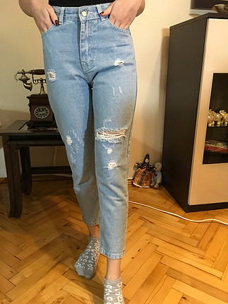 Butik ürünü açık kot mom jean