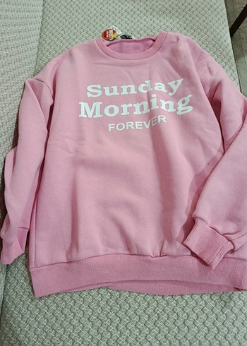 Pembe Kadın Sweatshirt Uzun Kollu Rahat Kesim - Görsel 2