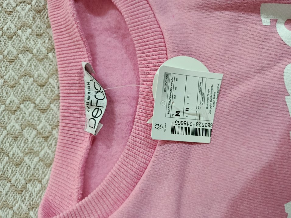 Pembe Kadın Sweatshirt Uzun Kollu Rahat Kesim - Görsel 3